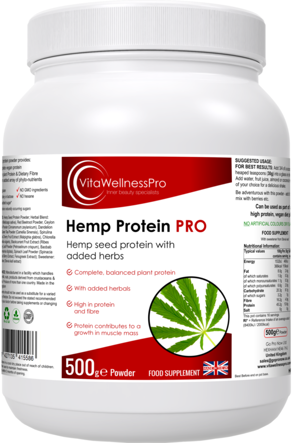 Hemp Protein Powder - Vegan Protein Powder & Herbal Blend Food Supplement